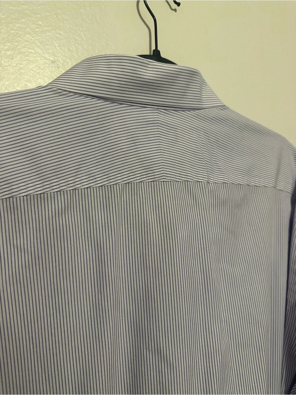 E.B. Wood Men's Non-Iron Dress Shirt Blue Stripe Long Sleeve Button Down 18 1/2
